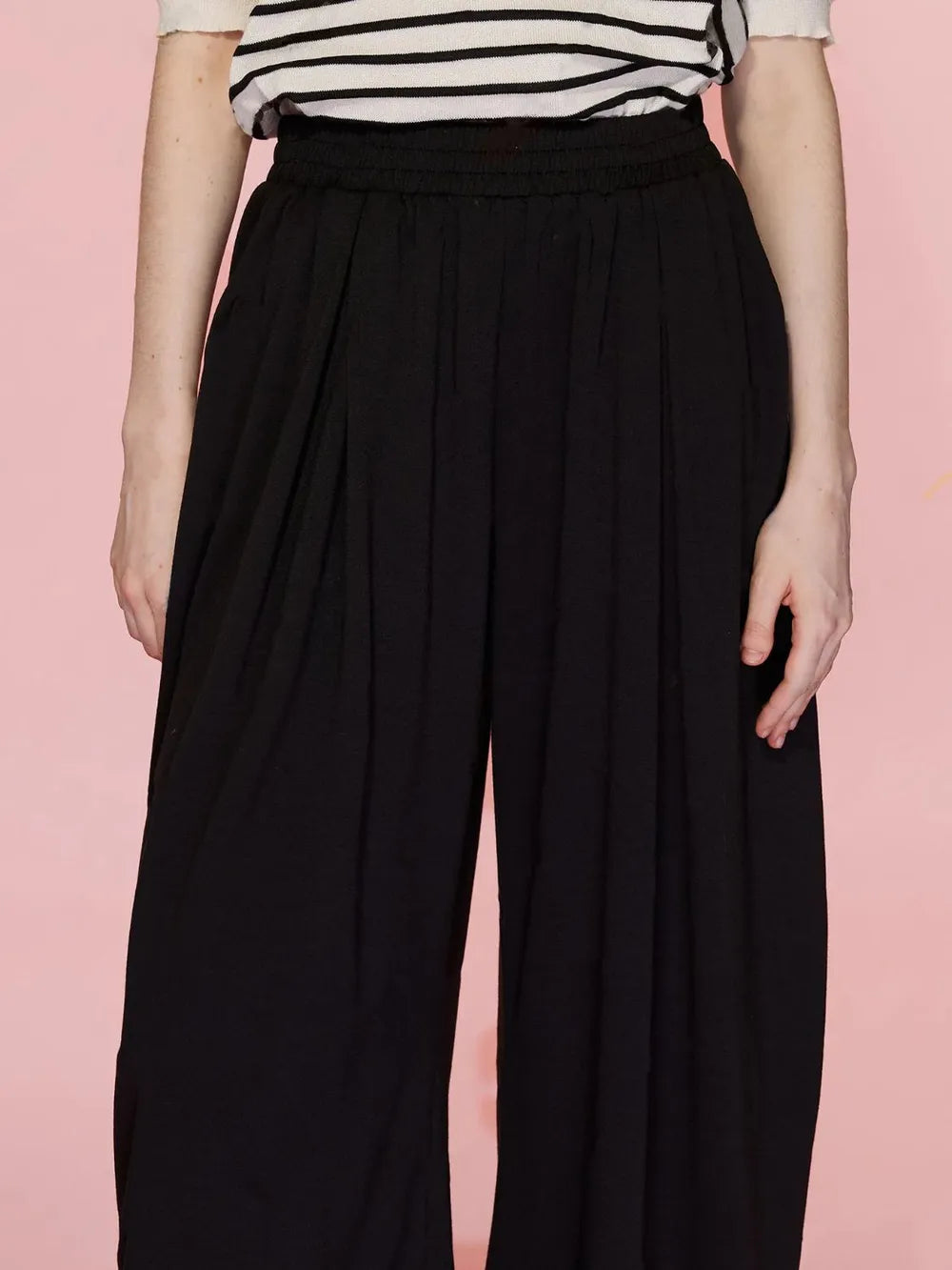 Elastic Waist Wide Leg Pants Pockets (3)