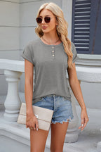 Round Neck Rolled Short Sleeve T-shirt (3)