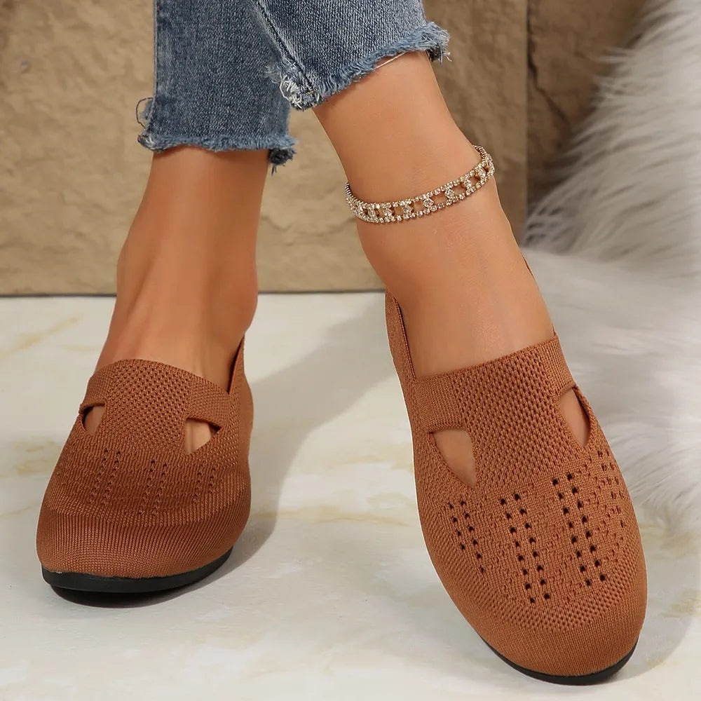 Breathable Mesh Round Toe Flat Slip-ons