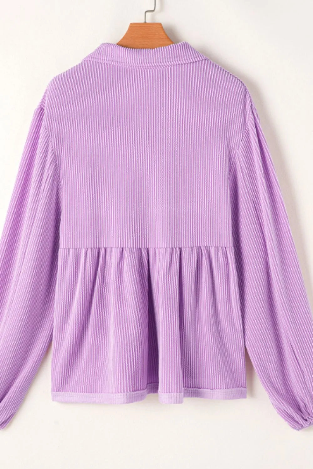 Corded Johnny Collar Long Sleeve Babydoll Blouse (7)