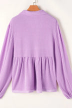 Corded Johnny Collar Long Sleeve Babydoll Blouse (7)