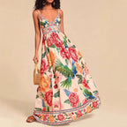 Strap Print V-neck Extra-long Knitted Dress photo 4