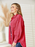 Distressed Raw Hem Denim Jacket (8)