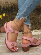 Peep Toe Block Heel Sandals (3)