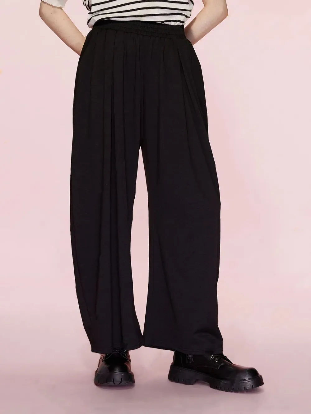 Elastic Waist Wide Leg Pants Pockets (4)