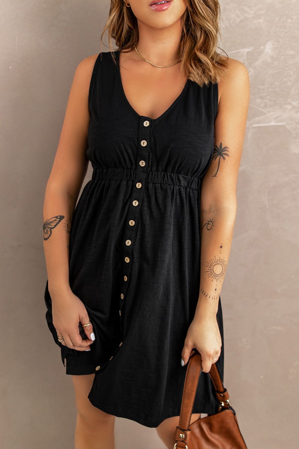 Sleeveless Button Down Mini Magic Dress (2)