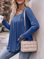 Pleated Square Neck Long Sleeve T-shirt (7)