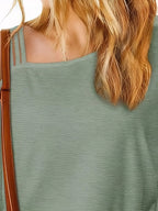 Asymmetrical Neck Half Sleeve T-shirt (6)