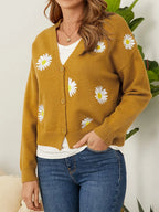 Flower Button Front Dropped Shoulder Cardigan (16)