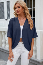 Eyelet Open Front Half Sleeve Cardigan (9)