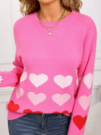 Valentine's Day Heart Pattern Crew Neck Sweater (11)