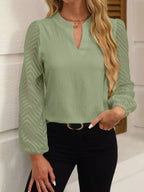 Notched Balloon Sleeve Blouse (20)