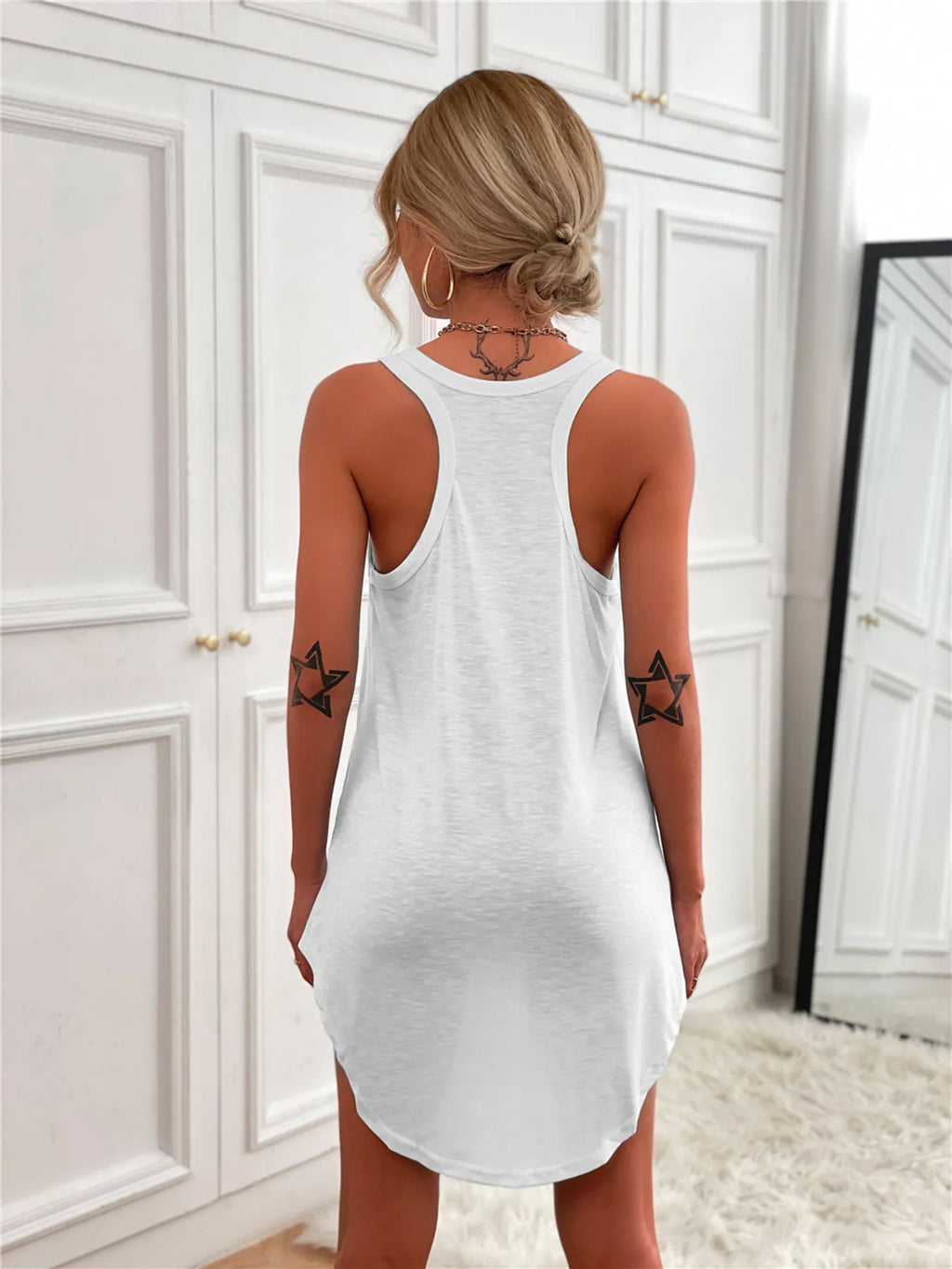 Casual Tank Mini Dress Curved Hem (50)