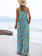 Full Size Floral Print Wide Leg Spaghetti Strap Overalls (10)