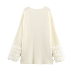 Casual V-neck Cuff Furry Knitted Dress photo 1
