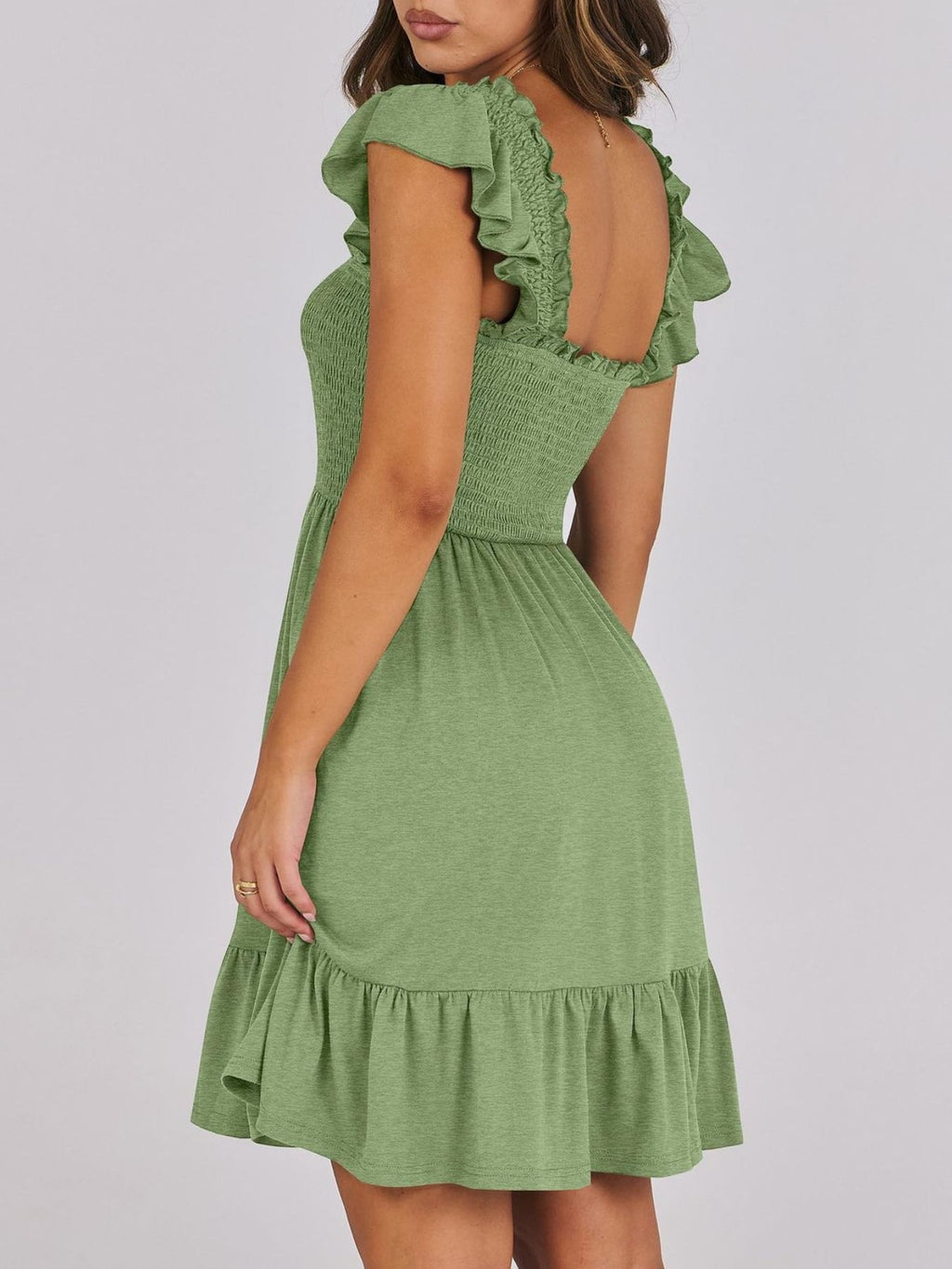 Smocked Ruffle Hem Mini Dress (5)
