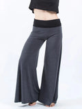 High Waisted Wide Leg Yoga Pants Contrast Waistband