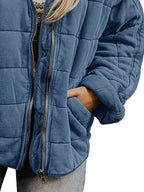 Full Size Zip Up Quilted Bomber Jacket Plus (5)