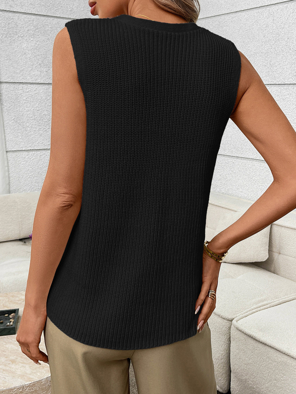 Button-down Knit Sweater Vest (10)