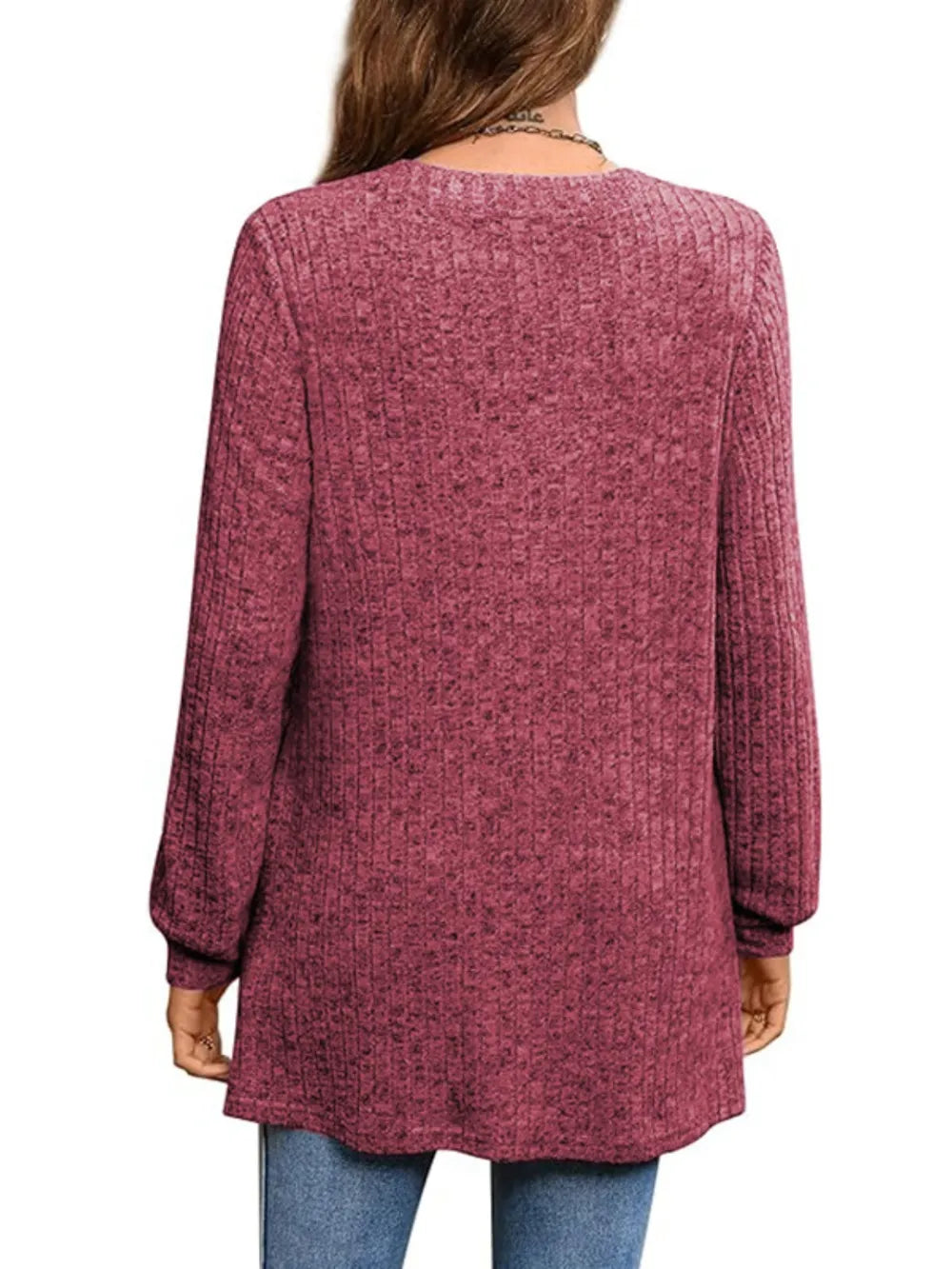 Ribbed Notched Long Sleeve T-shirt (11)