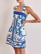 Printed Square Neck Midi Dress (7)