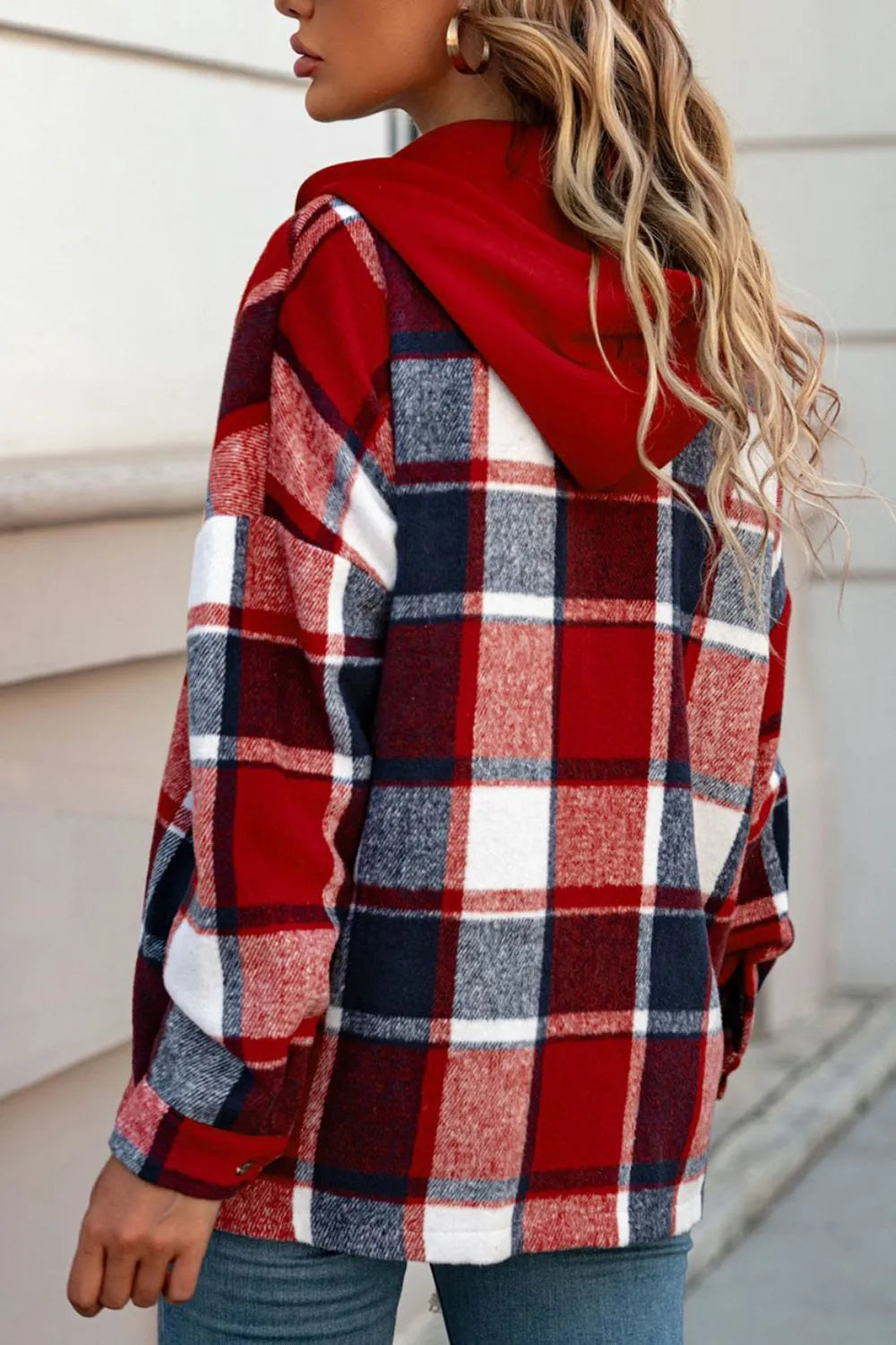Plaid Button Up Hooded Shacket (3)