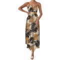 V Neck Floral Spaghetti Strap Summer Casual Swing Dress variant CJLY1450719-Khaki-S|CJLY1450719-Khaki-M|CJLY1450719-Khaki-L|CJLY1450719-Khaki-XL|CJLY1450719-Khaki-XXL|CJLY1450719-Khaki-3XL