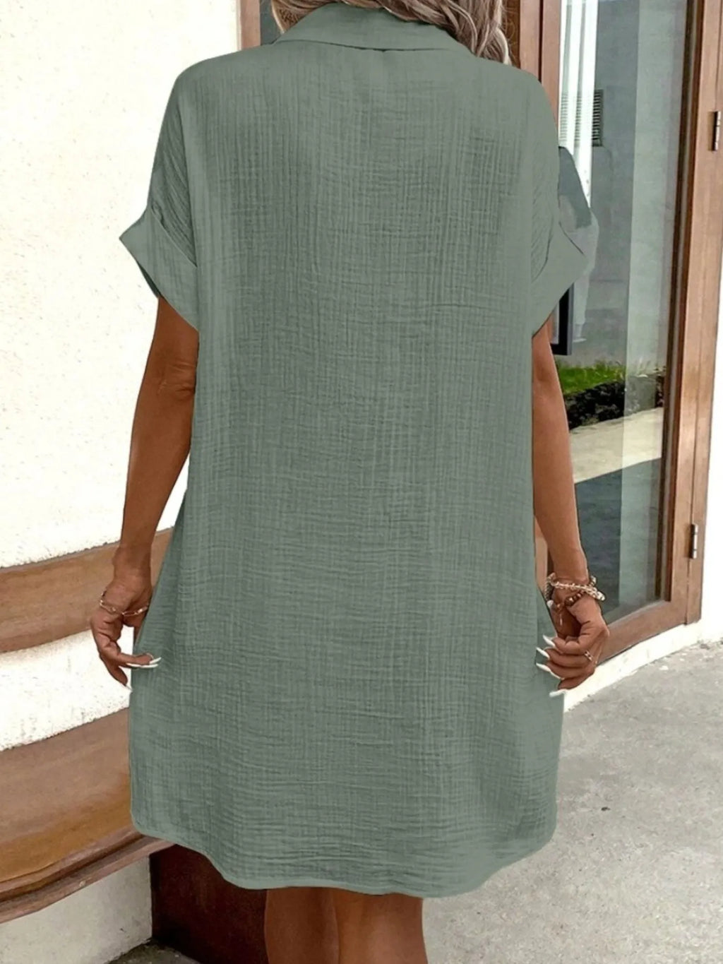 Casual Button Down Shirt Dress Pockets (13)