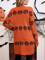 Halloween Pumpkin Open Front Knit Cardigan (8)