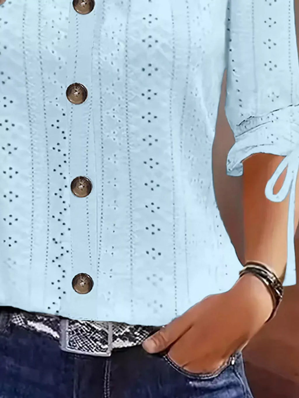 Eyelet Tie-sleeve Detail Top (9)
