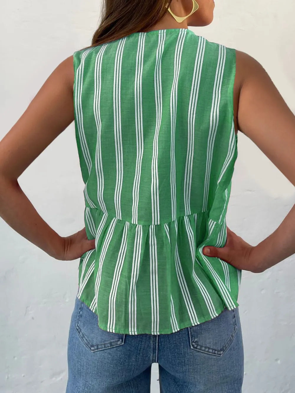 Tied Striped Round Neck Tank (5)