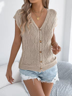 Cable Knit Button-down Cardigan (2)