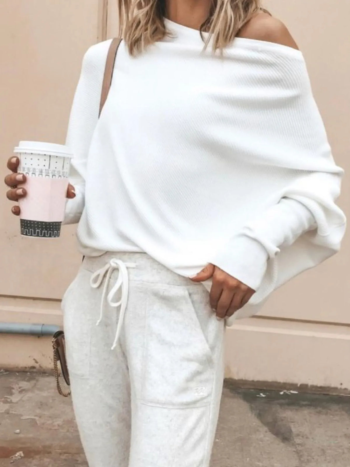Single Shoulder Ribbed Knit Top (3)