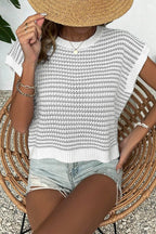 Striped Round Neck Sweater Vest (28)
