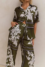 Printed Button Up Shirt Pants Set (15)
