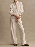 Quarter-zip Sweatshirt Wide-leg Pants Set