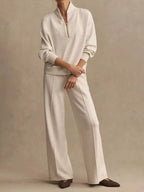 Quarter-zip Sweatshirt Wide-leg Pants Set