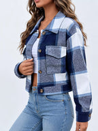 Plaid Button-up Cropped Jacket (6)