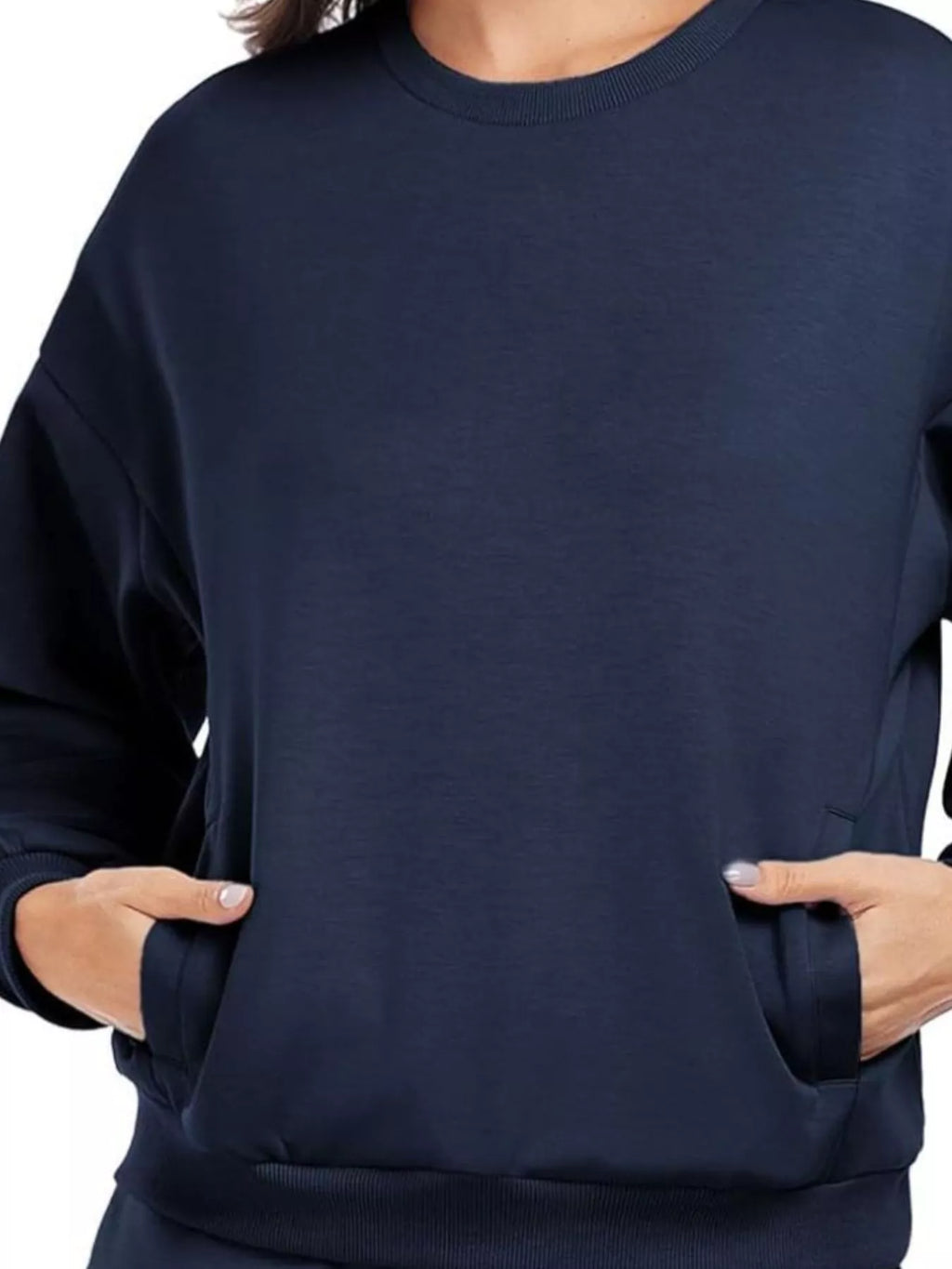 Round Neck Sweatshirt Shorts Set (6)