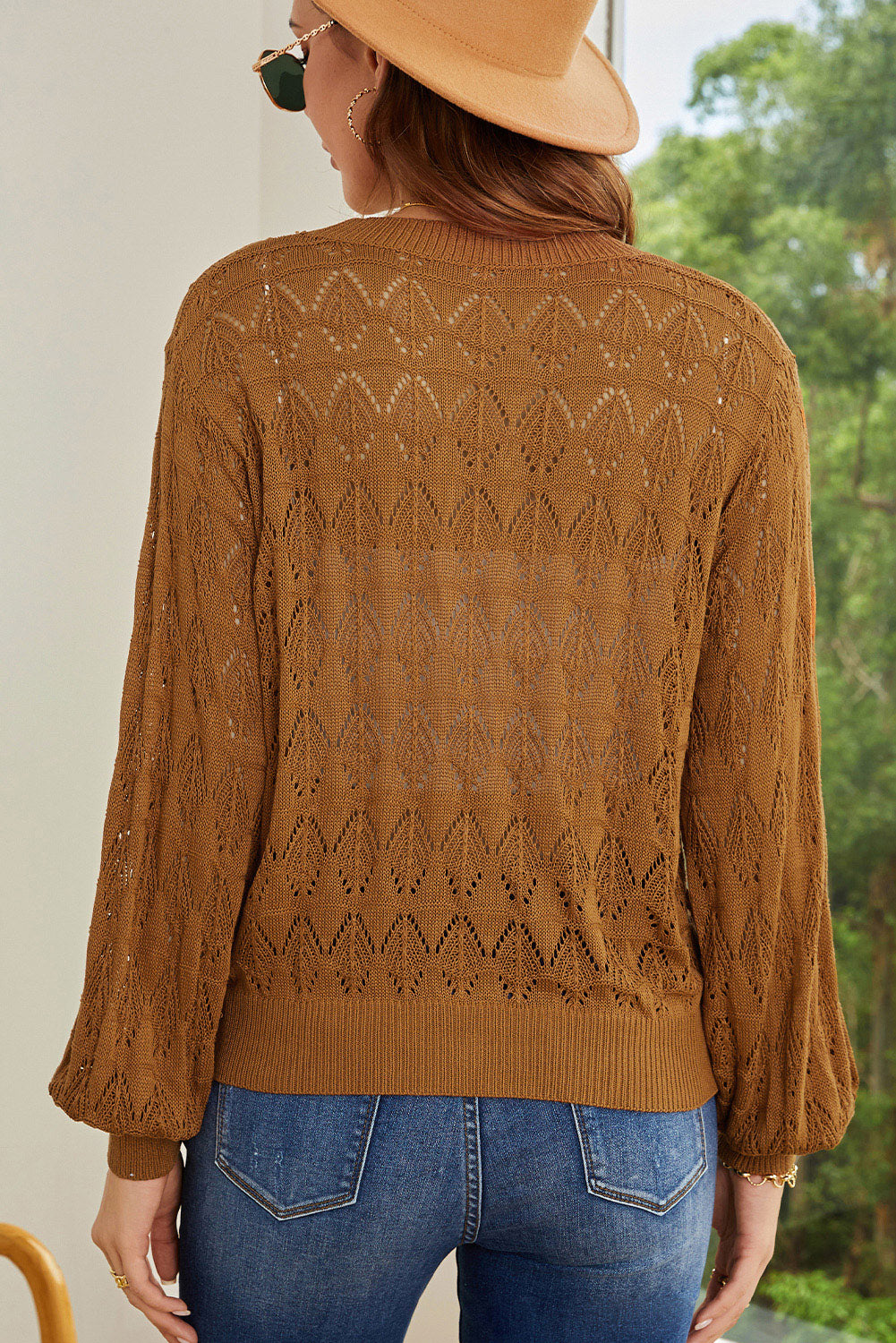 Openwork V-neck Cardigan (12)
