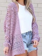 Openwork Open Front Lightweight Cardigan