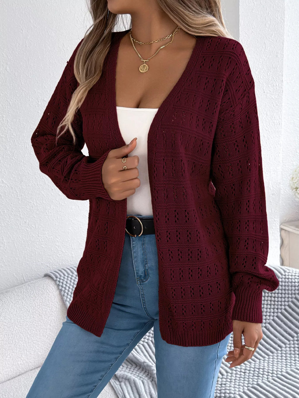 Open-front Crochet Knit Cardigan (18)