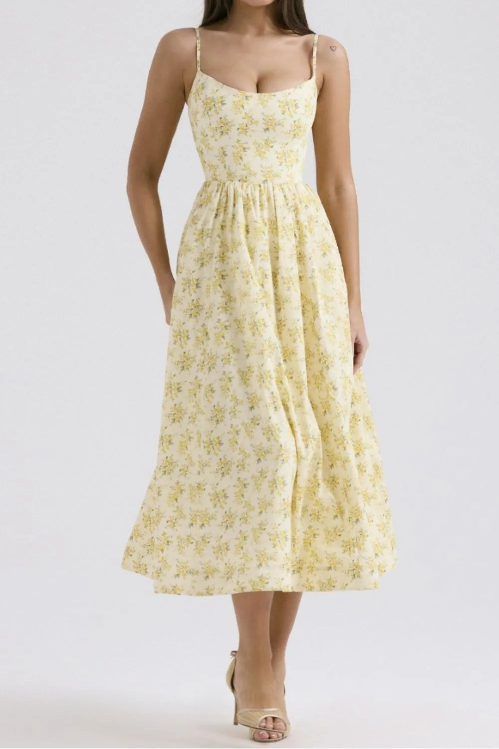 Floral Print Spaghetti Strap Midi Dress (8)