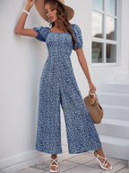 Printed Square Neck Puff Sleeve Jumpsuit (34)