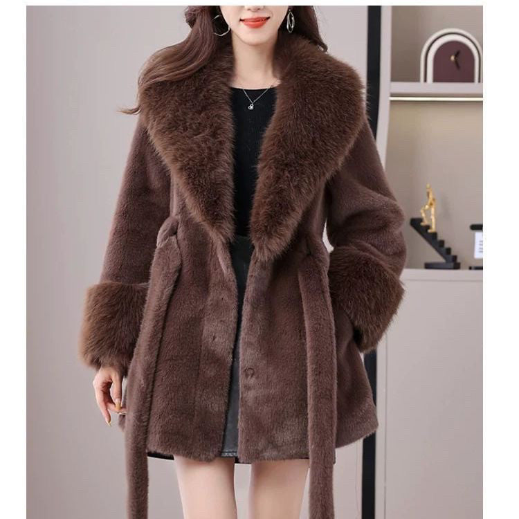 High-end Fur-and-fabric Faux Mink Coat photo 3