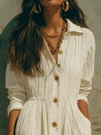 Full Size Textured Button Down Long Sleeve Maxi Dress Plus (2)