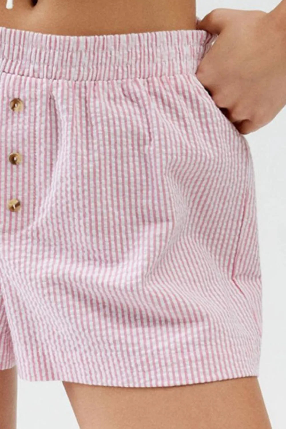 Striped Elastic Waist Shorts (12)