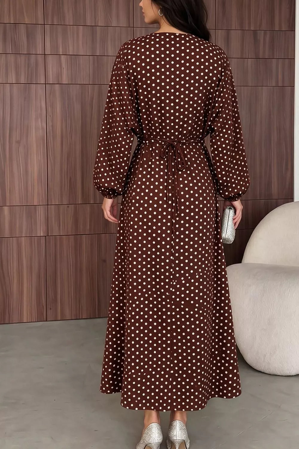 Polka Dot Long Sleeve Maxi Dress (13)