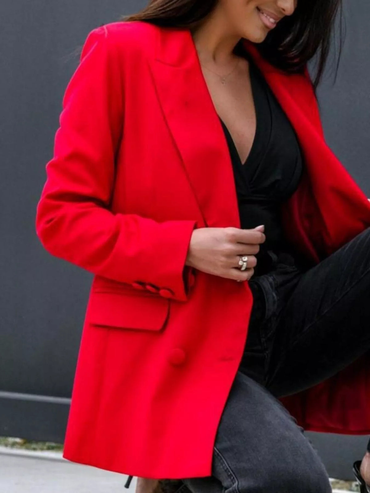 Lapel Collar Long Sleeve Blazer (16)