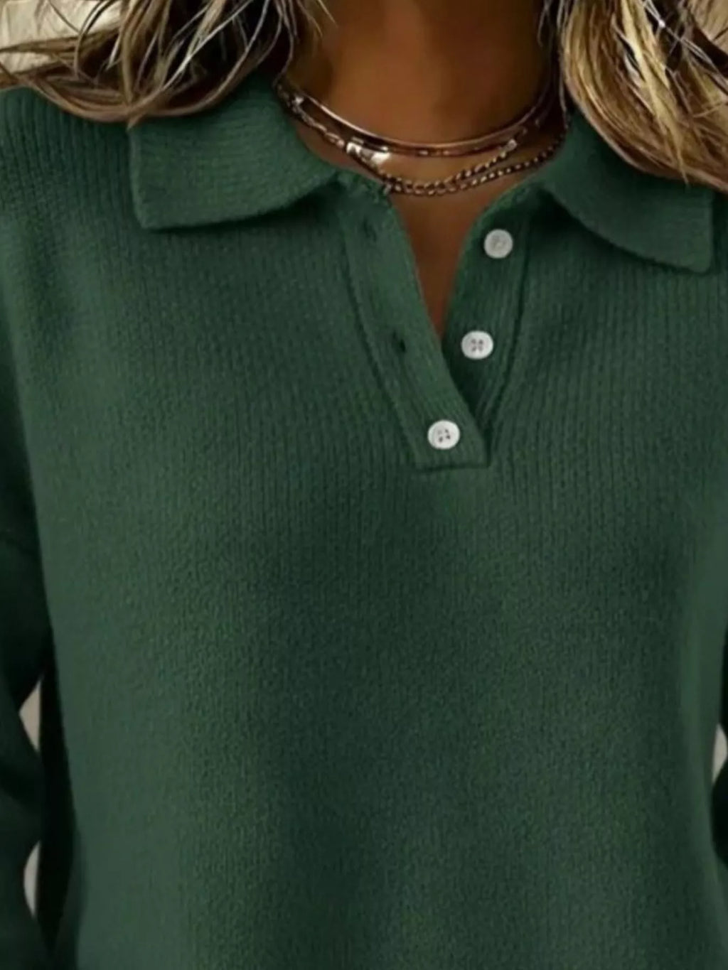 Full Size Button Detail Dropped Shoulder Sweater Plus (20)